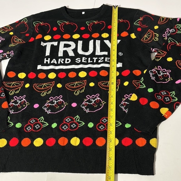 Truly Hard Seltzer Ugly Christmas Sweater Large Black fruit colorful - Picture 3 of 5